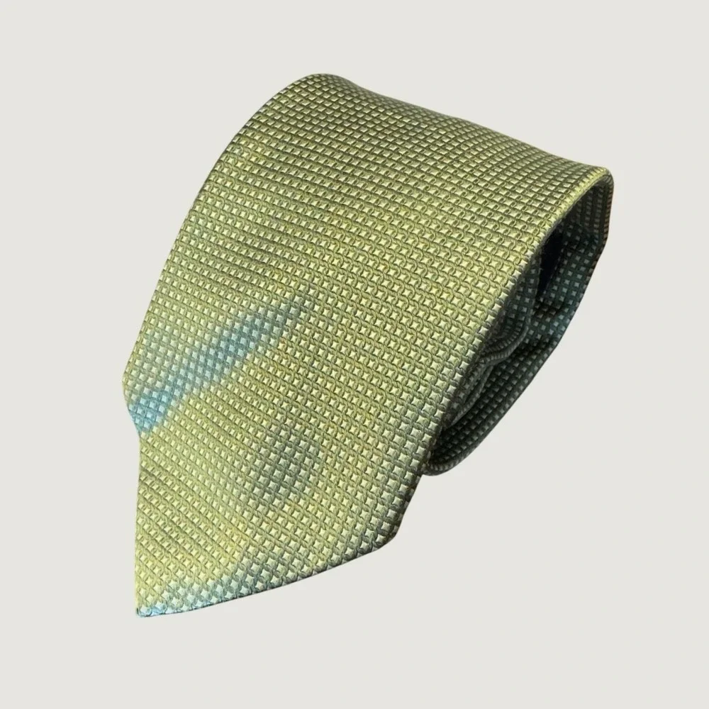 1660 | Brooks Brothers 346 Silk Geometric Textured Classic Necktie Green Mens OS